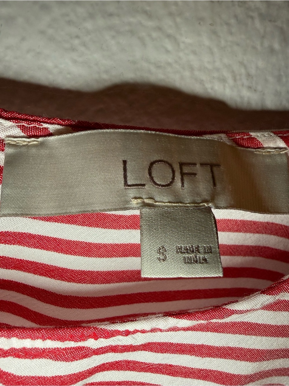 LOFT Red & White Striped Flutter Sleeve Top - Picture 5 of 6